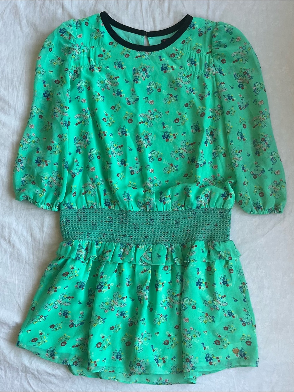 mint green floral mini dress